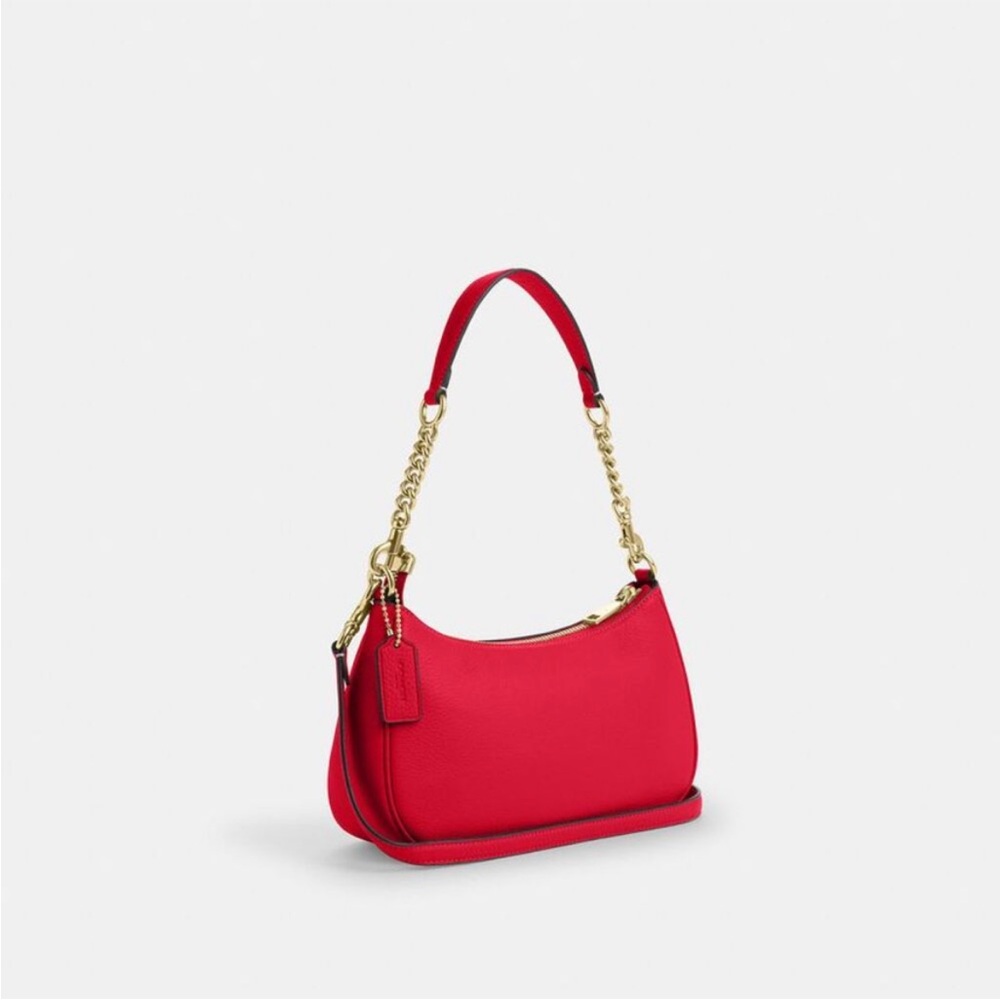 ‼️last one‼️NWT!COACH TERI SHOULDER BAG(COACH CV934)GOLD/BOLD RED Holiday gift - Picture 12 of 16